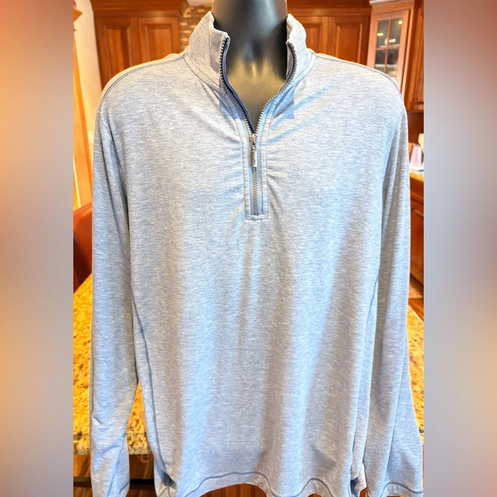 Tommy‎ Bahama Heather blue Quarter-Zip Pullover